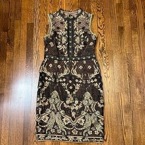 NWT MARCHESA NOTTE GOLD AND BLACK DRESS